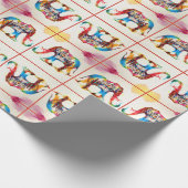 Papier Cadeau Inde Elephant Vintage voyage Love Aquarelle (Coin)