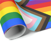Papier Cadeau Indicateur de fierté de progression LGBTQ+ (Coin rond)