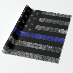 Papier Cadeau Indicateur de la ligne bleue mince de la police