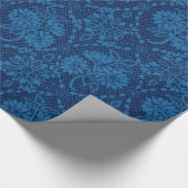 Papier Cadeau Indigo Blue Floral Faux Lace Motif (Coin)