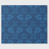 Papier Cadeau Indigo Blue Floral Faux Lace Motif (Plat)