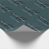 Papier Cadeau Indigo Color Stylo mignon Monogram Mariage (Coin)