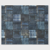 Papier Cadeau Indigo Denim Patchwork Motif sans couture (Plat)