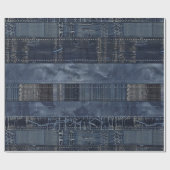 Papier Cadeau Indigo Denim Patchwork Seamless Motif (2) (Plat)