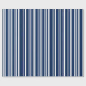 Papier Cadeau Indigo mélangé moderne et bandes blanches (Plat)