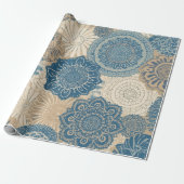 Papier Cadeau Indigo Tan Boho Floral (Déroulé)