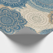 Papier Cadeau Indigo Tan Boho Floral (Coin)