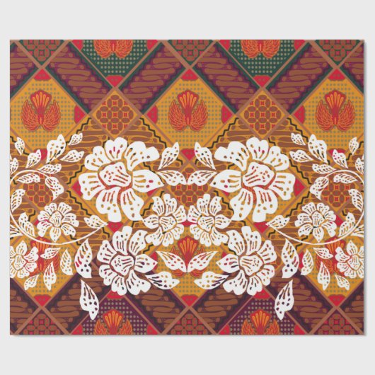 Papier Cadeau Indonesian batik motifs with very distinct plant a (Plat)