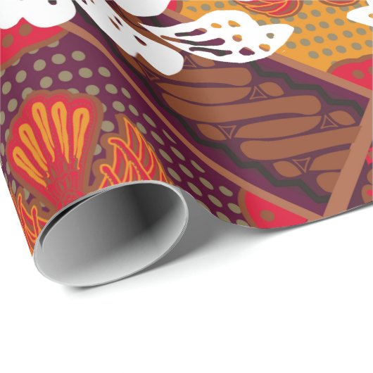 Papier Cadeau Indonesian batik motifs with very distinct plant a (Coin rond)