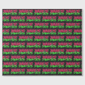 Papier Cadeau Ines prénom nom graffiti rouge vert (Plat)