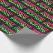 Papier Cadeau Ines prénom nom graffiti rouge vert (Coin)