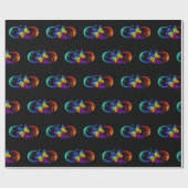 Papier Cadeau Infini vibrant avec papillon arc-en-ciel sur noir (Plat)