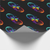 Papier Cadeau Infini vibrant avec papillon arc-en-ciel sur noir (Coin)