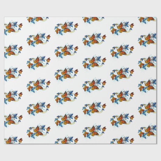 Papier Cadeau Infinité de papillons monarques (Plat)