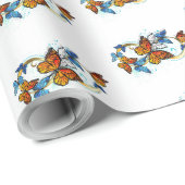 Papier Cadeau Infinité de papillons monarques (Coin rond)