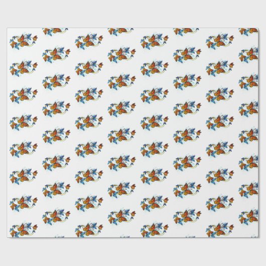 Papier Cadeau Infinité de papillons monarques (Plat)
