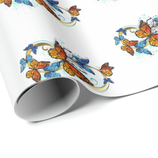 Papier Cadeau Infinité de papillons monarques (Coin rond)