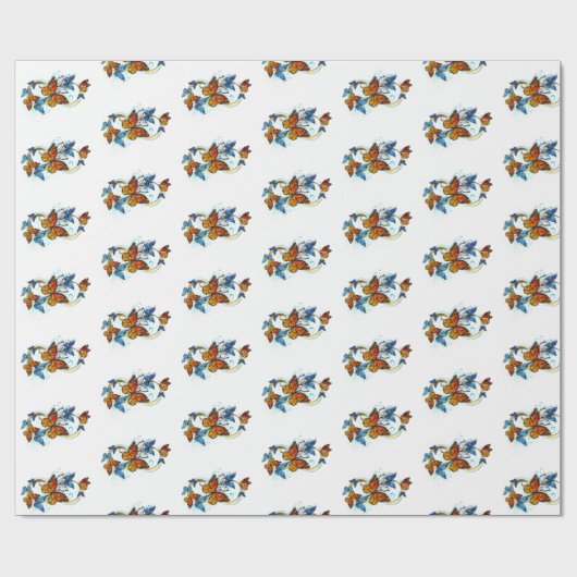 Papier Cadeau Infinité de papillons monarques (Plat)