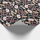 Papier Cadeau Infirmière Amour Imprimer Arrière - plan noir (Coin)