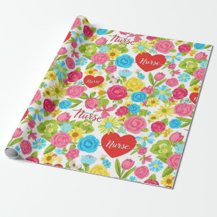Papier Cadeau Infirmière Colorée Motif Floral (2)
