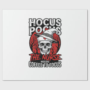 Papier Cadeau Infirmière Halloween Crâne Café Focus Vintage T-Sh
