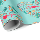 Papier Cadeau Infirmière Infirmière Outil Coeur (Coin rond)