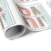 Papier Cadeau Infirmière inscrite RN Boho Leopard Pink (Coin rond)