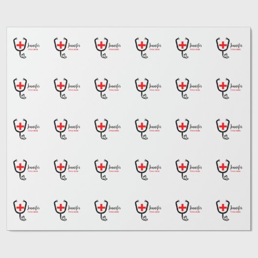Papier Cadeau Infirmière médecin rouge plus stéthoscope ajouter (Plat)