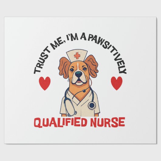 Papier Cadeau Infirmière qualifiée Pawsitively (Plat)