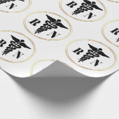 Papier Cadeau Infirmières Caduceus Papier à enveloppement noir e (Coin)