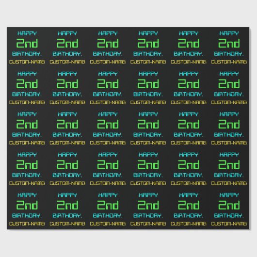 Papier Cadeau Informatique numérique amusante Thème 2ème anniver (Plat)