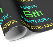 Papier Cadeau Informatique numérique amusante Thème 6ème anniver (Coin rond)