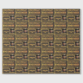 Papier Cadeau Ingénierie personnalisée Nom Année d'obtention du  (Plat)