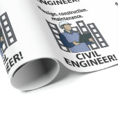 Papier Cadeau Ingénieur civil Conception Construction Ingénieur  (Coin rond)