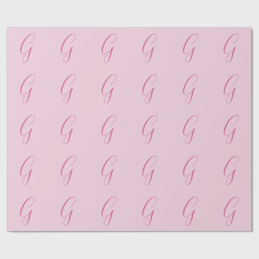 Papier Cadeau Initial Letter Monogram Light Pink Plain Chic (Plat)