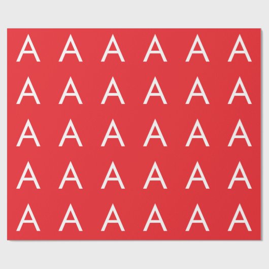 Papier Cadeau Initial Letter Monogram Red White Plain Modern (Plat)