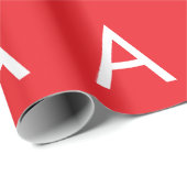 Papier Cadeau Initial Letter Monogram Red White Plain Modern (Coin rond)