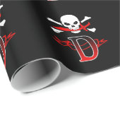Papier Cadeau Initiale de monogramme du jolly roger D (Coin rond)