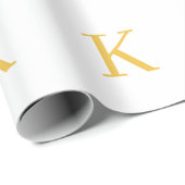 Papier Cadeau Initiale de monogramme or blanc couleur personnali (Coin rond)