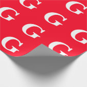 Papier Cadeau Initiale Lettre Monogramme Rouge Blanc Simple Uni (Coin)
