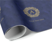 Papier Cadeau Initiale Un Motif classique damassé d'or (Coin rond)