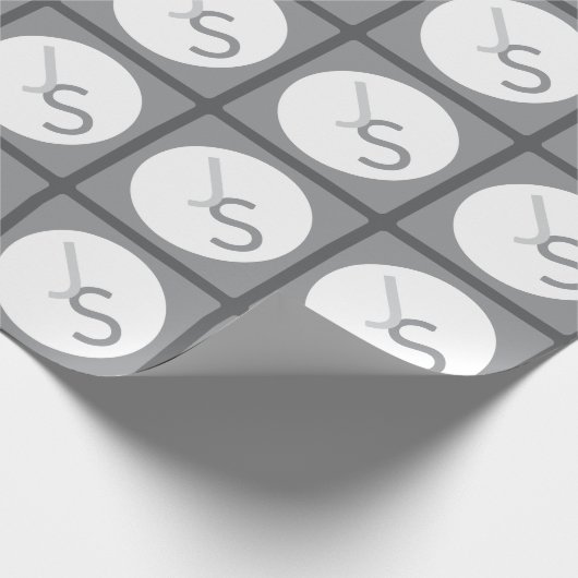 Papier Cadeau Initiales chevauchantes modernes monogrammées | Gr (Coin)