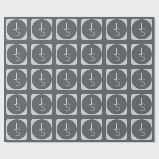 Papier Cadeau Initiales chevauchantes modernes monogrammées | Gr (Plat)