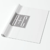 Papier Cadeau Initiales de couples modifiables | Blanc & Gris (Déroulé)