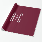 Papier Cadeau Initiales de couples simples | Blanc et bordeaux (Déroulé)