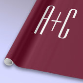 Papier Cadeau Initiales de couples simples | Blanc et bordeaux
