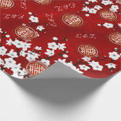 Papier Cadeau Initiales du Mariage chinois Cherry Blossom (Coin)