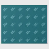 Papier Cadeau Initiales et nom modernes | Sarcelle foncé et bleu (Plat)