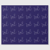 Papier Cadeau Initiales Monogrammes Mariage Date Moderne Navy (Plat)