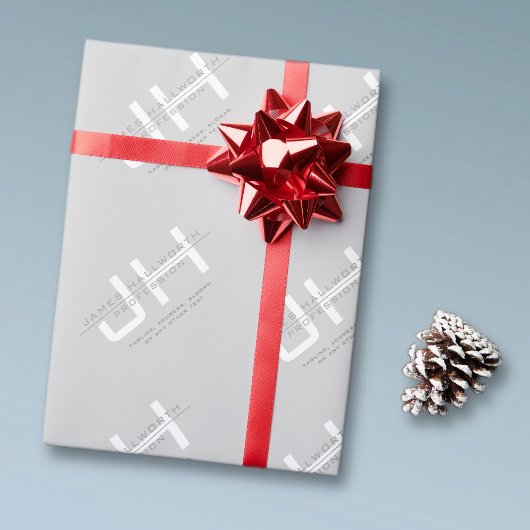 Papier Cadeau Initiales monogrammes modernes (ou autre texte) Gr